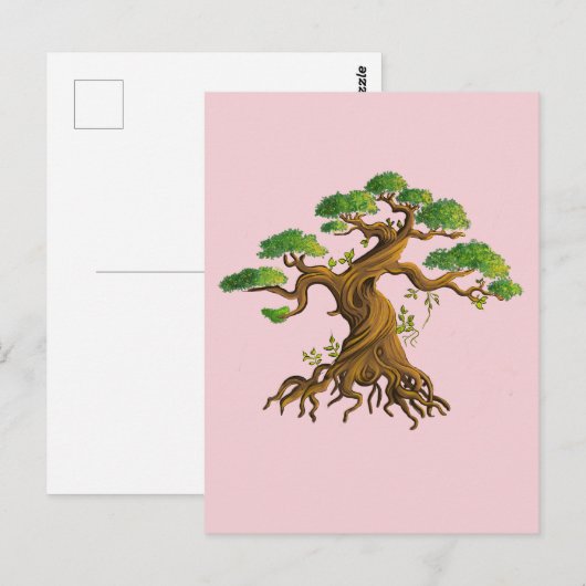 Bonzaï géant en dessin couleurs ポストカード (正面/裏面)