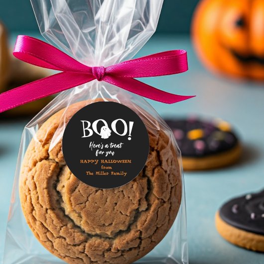 BOOかわいい幽霊ブラック&ホワイトハロウィーン ラウンドシール