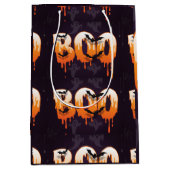 🎃BOOのハロウィーン文字の幽霊付き ミディアムペーパーバッグ (正面)