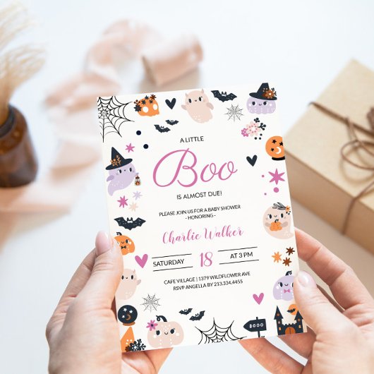Booはハロウィーンをテーマにした赤ちゃんシャワー 招待状