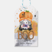 BOOオレンジの格言ハロウィーントリックまたは好意を扱う ギフトタグ (正面)