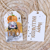 BOOオレンジの格言ハロウィーントリックまたは好意を扱う ギフトタグ