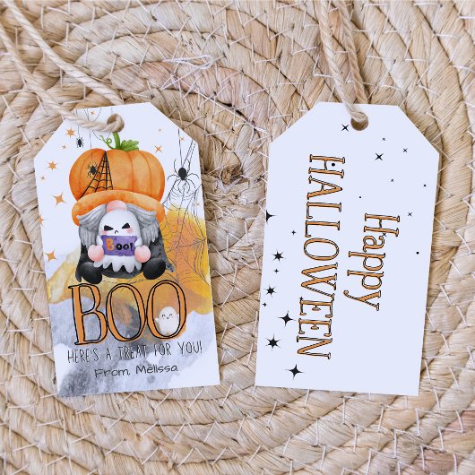 BOOオレンジの格言ハロウィーントリックまたは好意を扱う ギフトタグ