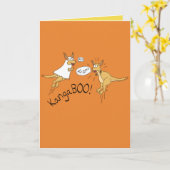 BOOカンガルー – おかしなハロウィングリーティングカード カード (黄色い花)