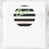 BOOグリーンシックなハロウィーンブラックステッストライプのカー ラウンドシール (バッグ)