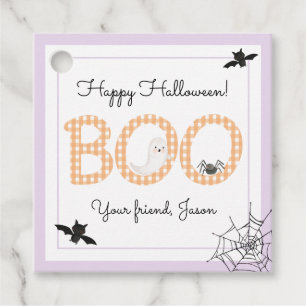 BOOハッピーハローウィンジンガムオレンジパープル不気味 フェイバータグ
