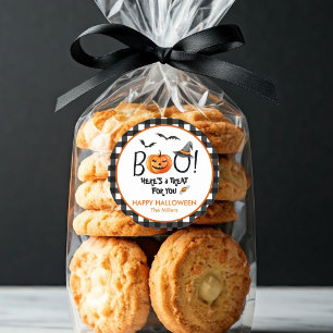 BOOハロウィントリートカボチャ ラウンドシール