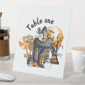 BOOハロウィーンの赤ちゃんシャワーテーブルの看板を覗く 台座サイン (インサイチュ)