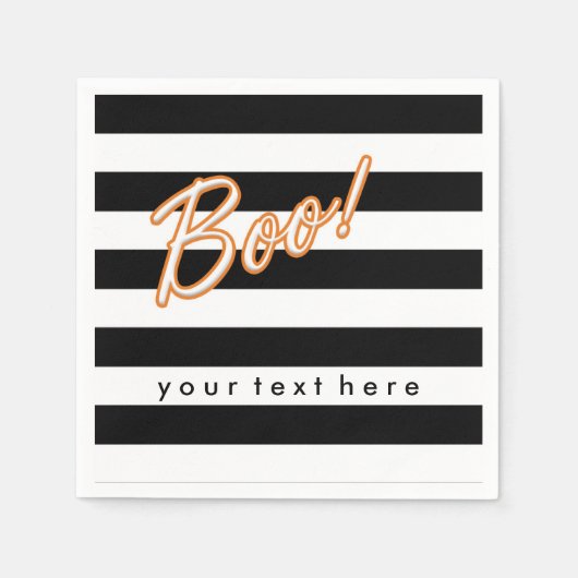 BOOブラック&ホワイトハローウィンパーティナプキンス スタンダードカクテルナプキン (正面)