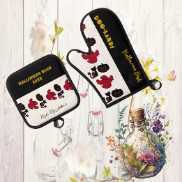 BOOランド幽霊スクリプトハロウィーンBash黒猫 鍋つかみ&鍋敷きセット