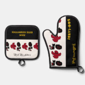 BOOランド幽霊スクリプトハロウィーンBash黒猫 鍋つかみ&鍋敷きセット (正面)