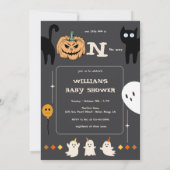 BOO幽霊と黒猫フォトベビーシャワー 招待状 (裏面)