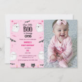 Boo最初の誕生日私たちの小さなBooは1を回している 招待状 (正面)