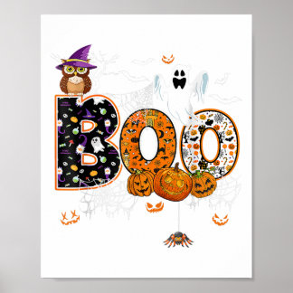 Boo クリーピーオウルカボチャ おばけ ハロウィン メンズ レディース K ポスター