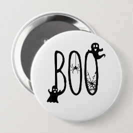 BOO ゴースト&スパイダーハロウィン 白黒デザイン 缶バッジ