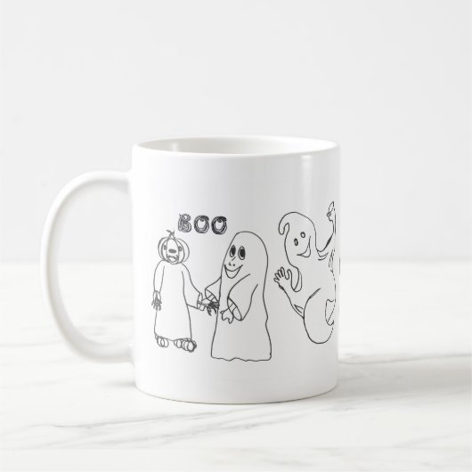 BOO 3かわいい幽霊のトリックまたはトレーター コーヒーマグカップ (左)