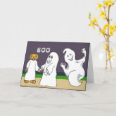 BOO 3幽霊トリックまたはハロウィーンカードの処理 カード (黄色い花)