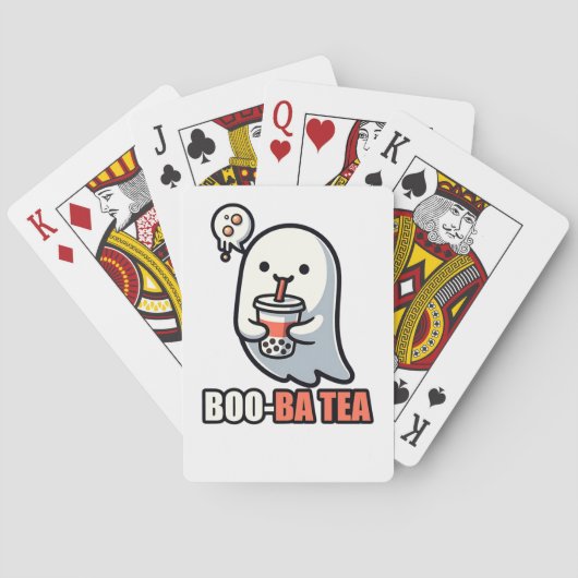 Boo-Ba Tea Ghost – 遊び心のあるハロウィンタピオカ愛好家De トランプ (裏面)