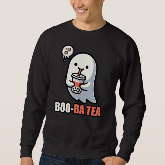 Boo-Ba Tea Ghost – Playful Halloween Boba Lover De スウェットシャツ (正面)