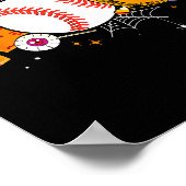 Boo Baseball Player Catcher Tcher Funny Halloween  ポスター (角)
