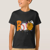Boo Baseball Player Catcher Tcher Funny Halloween  Tシャツ (正面)