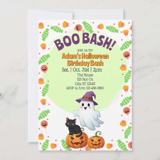 Boo Bash, Halloween Birthday 招待状 (正面)