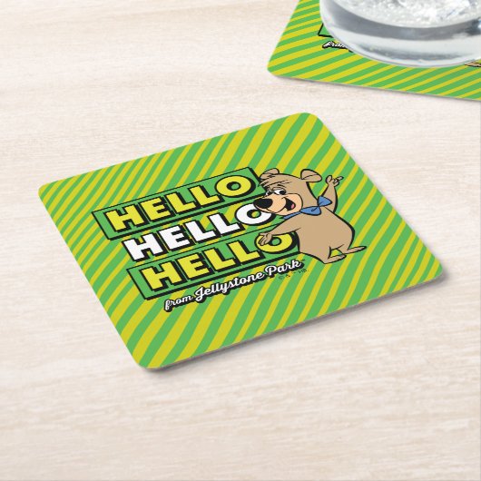 Boo-Bear Hello Hello Hello From Jellystone スクエアペーパーコースター (アングル)