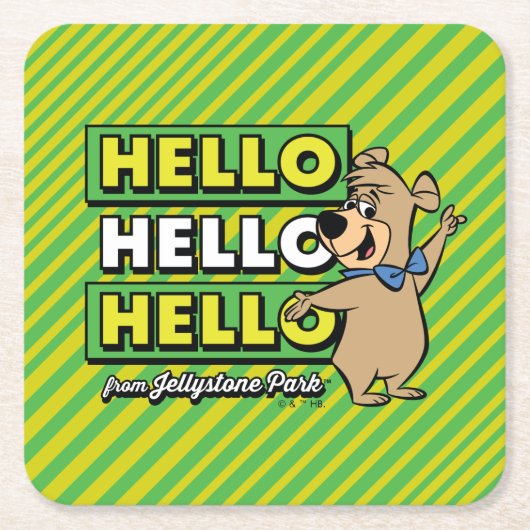 Boo-Bear Hello Hello Hello From Jellystone スクエアペーパーコースター (正面)