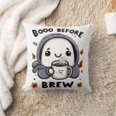Boo Before Brew Funny Ghost Cute Halloween Coffee クッション (ブランケット)
