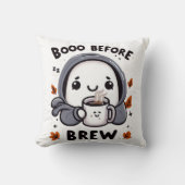 Boo Before Brew Funny Ghost Cute Halloween Coffee クッション (正面)