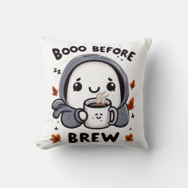 Boo Before Brew Funny Ghost Cute Halloween Coffee クッション