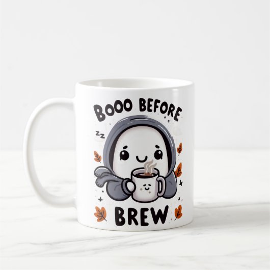 Boo Before Brew Ghost Coffee Funny Halloween コーヒーマグカップ (左)