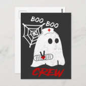 BOO boo 看護師クルーTシャツ、ハロウィンの看護師におすすめのデザイン ポストカード (正面/裏面)