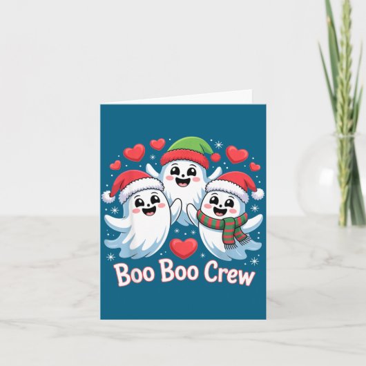 Boo-boo Crew Christmas Ghost Santa Hat Halloween H カード (正面)