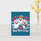Boo-boo Crew Christmas Ghost Santa Hat Halloween H カード (黄色い花)