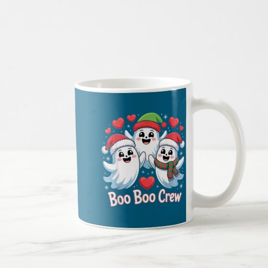 Boo-boo Crew Christmas Ghost Santa Hat Halloween H コーヒーマグカップ (右)