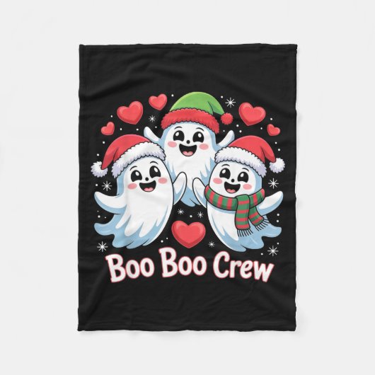 Boo-boo Crew Christmas Ghost Santa Hat Halloween H フリースブランケット (正面)