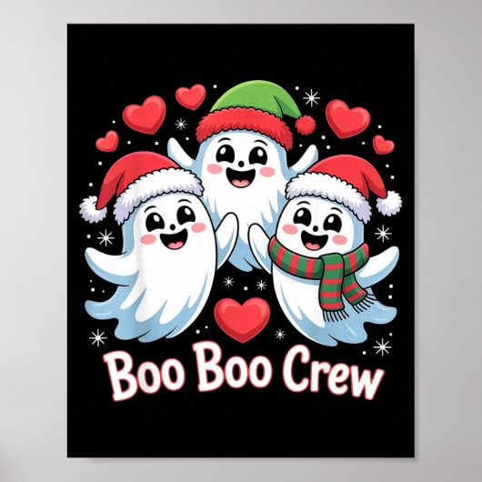 Boo-boo Crew Christmas Ghost Santa Hat Halloween H ポスター (正面)