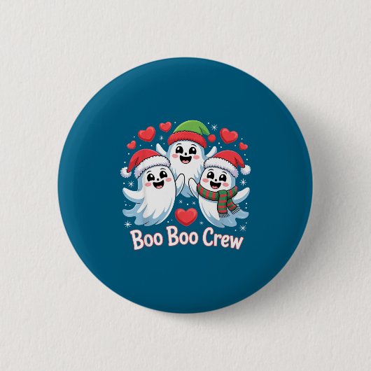 Boo-boo Crew Christmas Ghost Santa Hat Halloween H 缶バッジ (正面)