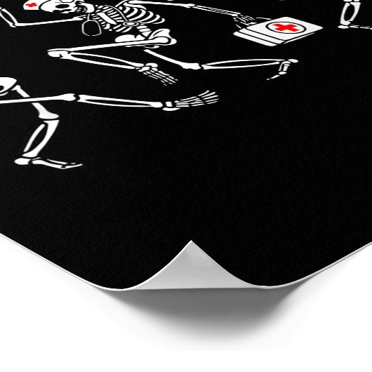 Boo Boo Crew Funny Dancing Skeleton Nurse Squad Ha ポスター (角)