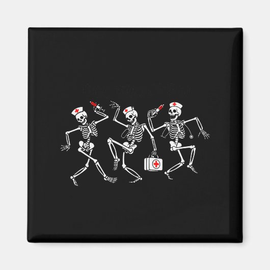 Boo Boo Crew Funny Dancing Skeleton Nurse Squad Ha マグネット (正面)