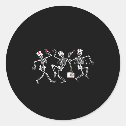 Boo Boo Crew Funny Dancing Skeleton Nurse Squad Ha ラウンドシール (正面)