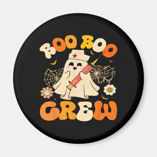 Boo Boo Crew Funny Ghost For Nurse, Retro Hallowee マグネット (正面)