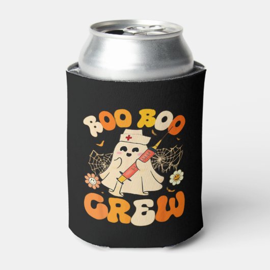 Boo Boo Crew Funny Ghost For Nurse, Retro Hallowee 缶クーラー (缶正面)