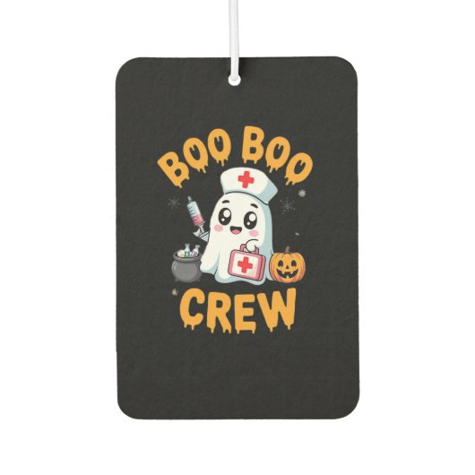 Boo Boo Crew Nurse Cute Ghost Halloween Nursing Es カーエアーフレッシュナー (正面)