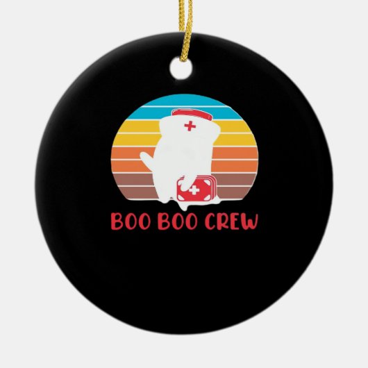 Boo Boo Crew Nurse Funny Ghost Halloween Classic T セラミックオーナメント (正面)