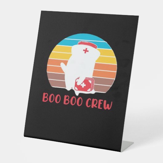Boo Boo Crew Nurse Funny Ghost Halloween Classic T 台座サイン (正面)