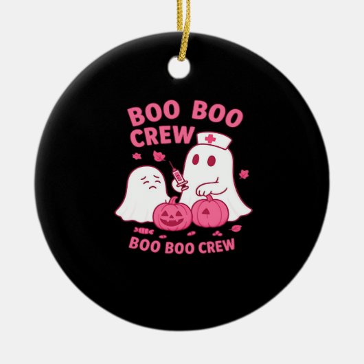 Boo Boo Crew Nurse Funny Halloween Ghost Nurse Gir セラミックオーナメント (正面)