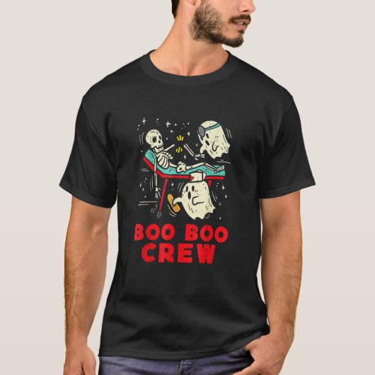 Boo Boo Crew Nurse Ghost & Skeleton  Halloween Tシャツ (正面)