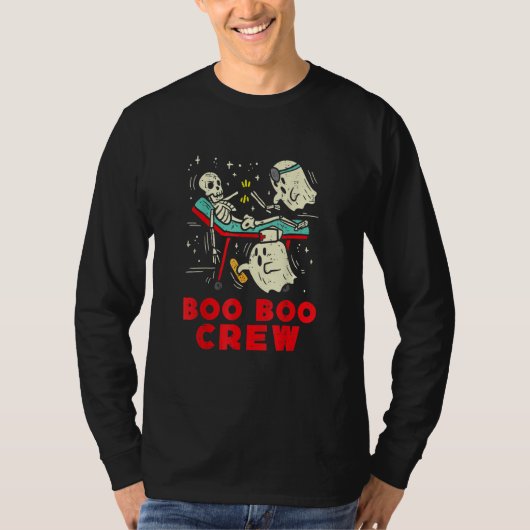 Boo Boo Crew Nurse Ghost & Skeleton  Halloween Tシャツ (正面)